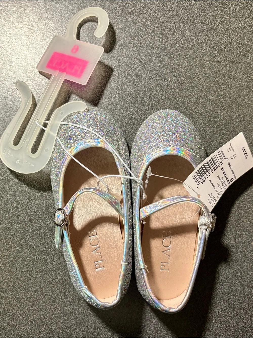 The Children's Place Iridescent Silver Glitter Mary Janes
